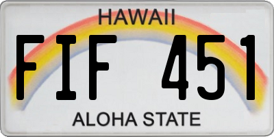 HI license plate FIF451