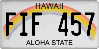 HI license plate FIF457