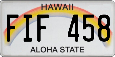 HI license plate FIF458