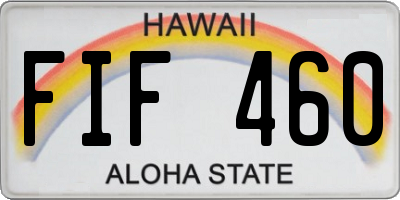 HI license plate FIF460