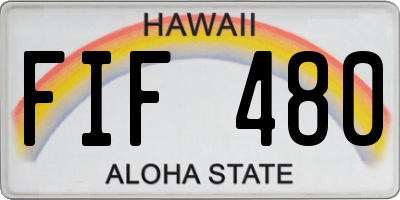HI license plate FIF480