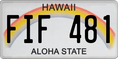 HI license plate FIF481