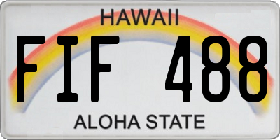 HI license plate FIF488