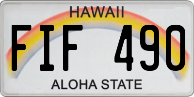 HI license plate FIF490