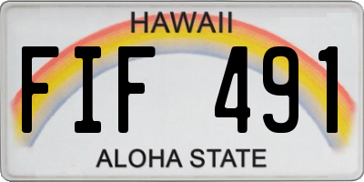 HI license plate FIF491