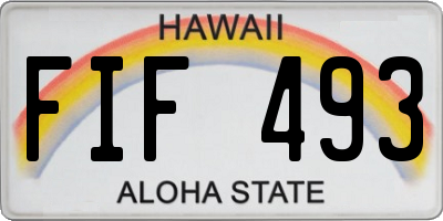 HI license plate FIF493