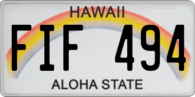 HI license plate FIF494