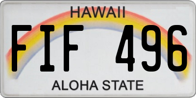 HI license plate FIF496