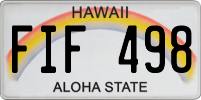HI license plate FIF498