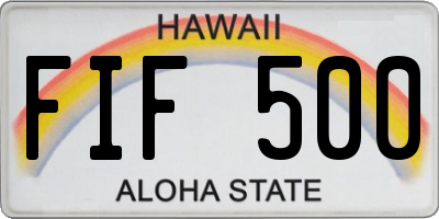 HI license plate FIF500