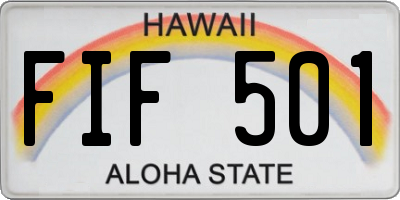 HI license plate FIF501