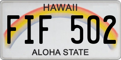 HI license plate FIF502