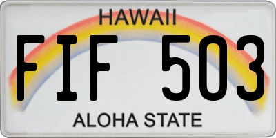 HI license plate FIF503