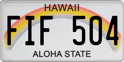 HI license plate FIF504