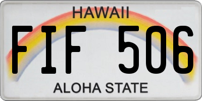 HI license plate FIF506
