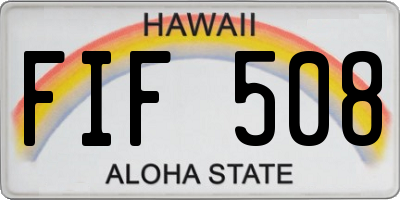 HI license plate FIF508