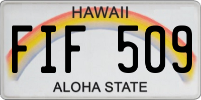 HI license plate FIF509