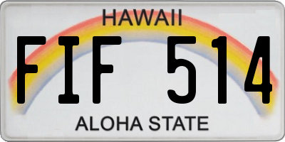 HI license plate FIF514