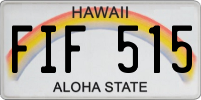 HI license plate FIF515