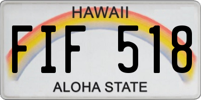 HI license plate FIF518