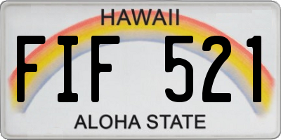 HI license plate FIF521