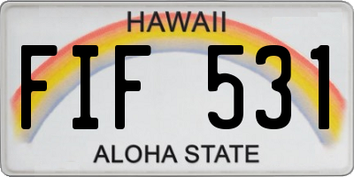 HI license plate FIF531