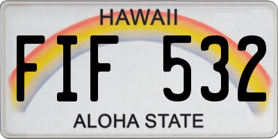 HI license plate FIF532