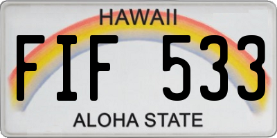 HI license plate FIF533