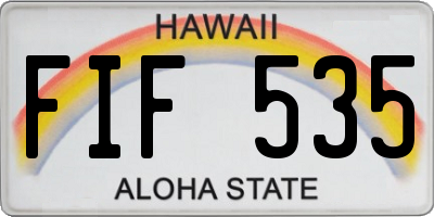 HI license plate FIF535