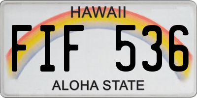 HI license plate FIF536