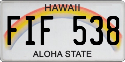 HI license plate FIF538