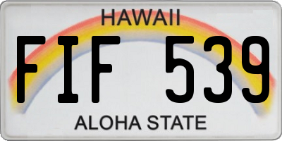 HI license plate FIF539
