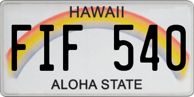 HI license plate FIF540