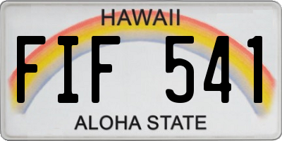 HI license plate FIF541