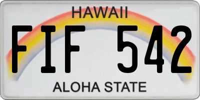 HI license plate FIF542