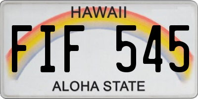 HI license plate FIF545