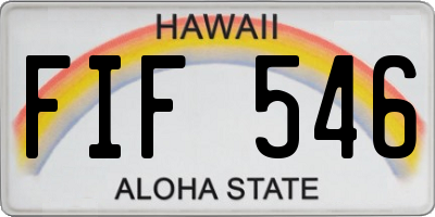HI license plate FIF546