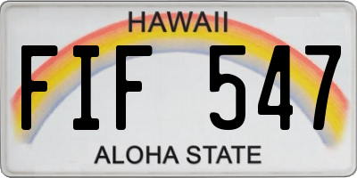 HI license plate FIF547