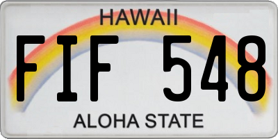 HI license plate FIF548