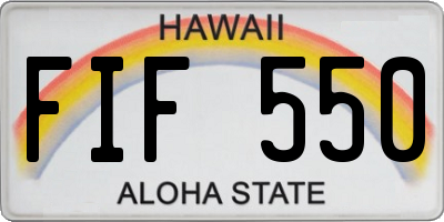 HI license plate FIF550