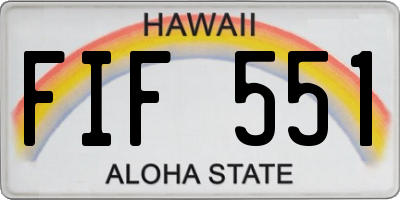 HI license plate FIF551