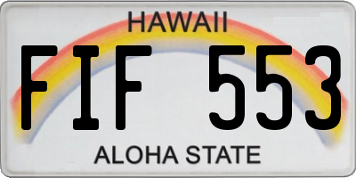HI license plate FIF553