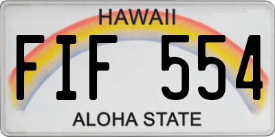 HI license plate FIF554
