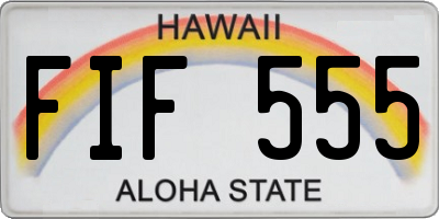 HI license plate FIF555