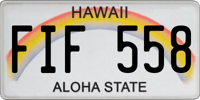 HI license plate FIF558