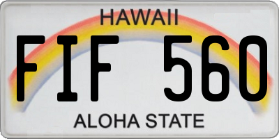 HI license plate FIF560