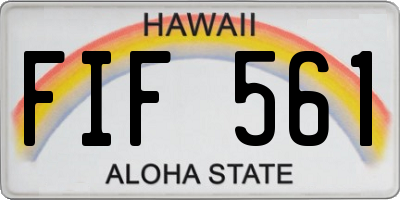 HI license plate FIF561