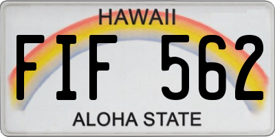 HI license plate FIF562