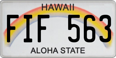 HI license plate FIF563