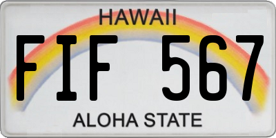 HI license plate FIF567
